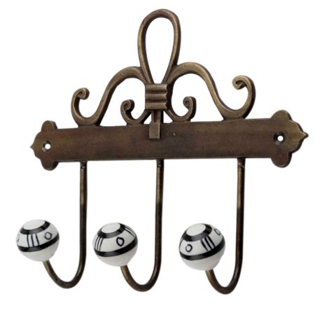 Black Floral Ceramic Iron Hooks